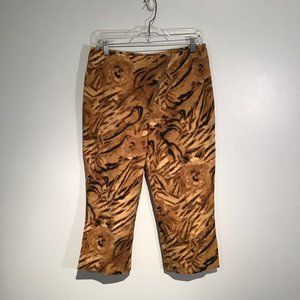 Simon Chang Animal Print Capri Pants Size 8